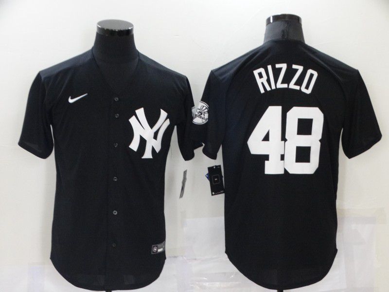 Men New York Yankees 48 Rizzo Black Throwback 2021 Nike MLB Jersey